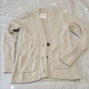 Abercrombie & Fitch Cream Button-Up Boucle Cardigan